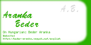 aranka beder business card